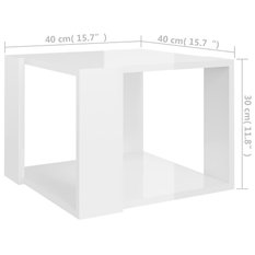 Stolik kawowy 40x40x30 cm z praktyczną półką biały o wysokim połysku do salonu - Miniaturka zdjęcia nr 5