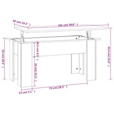 Stolik kawowy 101x49x52 cm z rozkładanym blatem ze schowkiem biały o wysokim połysku do salonu - Miniaturka zdjęcia nr 8