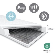 Łóżko kontynentalne 180x200x113 cm tapicerowane podwójne z materacem brudny róż  - Miniaturka zdjęcia nr 15