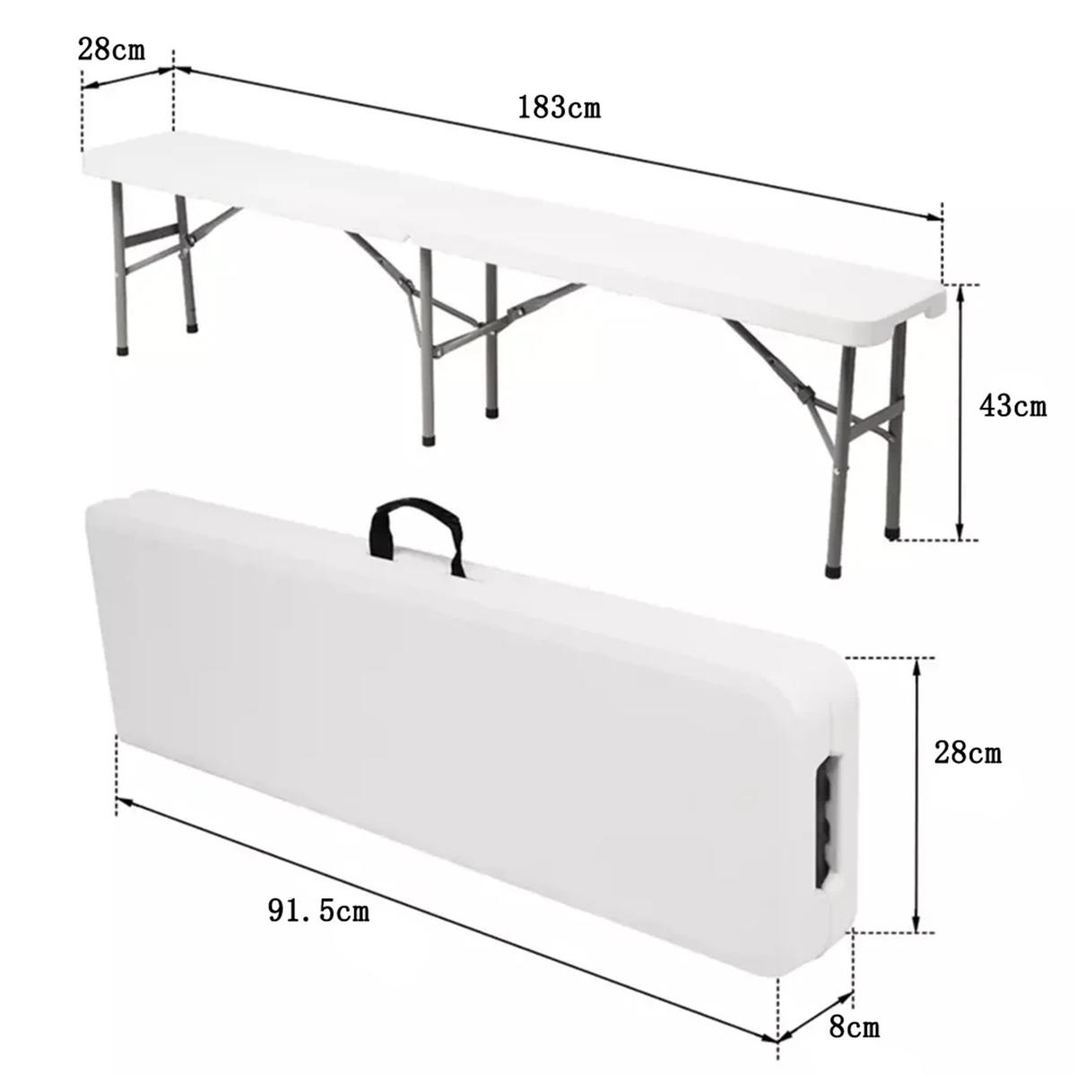 Ławka ogrodowa składana 183x28x43cm Heckermann ZD183 Biała nr. 8