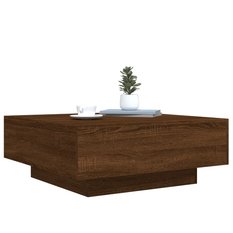 Stolik kawowy 80x80x31 cm brązowy dąb elegancki do salonu - Miniaturka zdjęcia nr 1