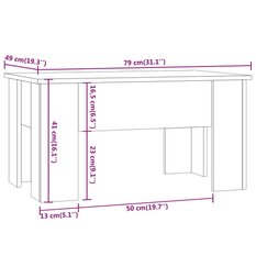 Stolik kawowy 79x49x41 cm z rozkładanym blatem ze schowkiem przydymiony dąb do salonu - Miniaturka zdjęcia nr 8