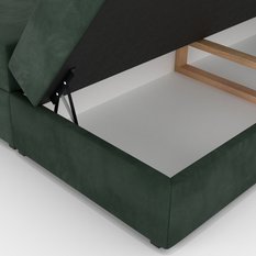 Łóżko kontynentalne 160x200x113 cm tapicerowane podwójne z materacem butelkowa zieleń - Miniaturka zdjęcia nr 13