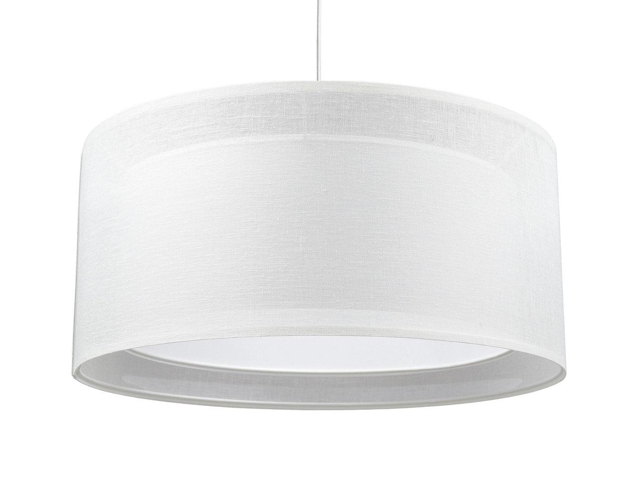 Lampa wisząca DUO 50 cm lniana do sypialni pokoju biała  nr. 2