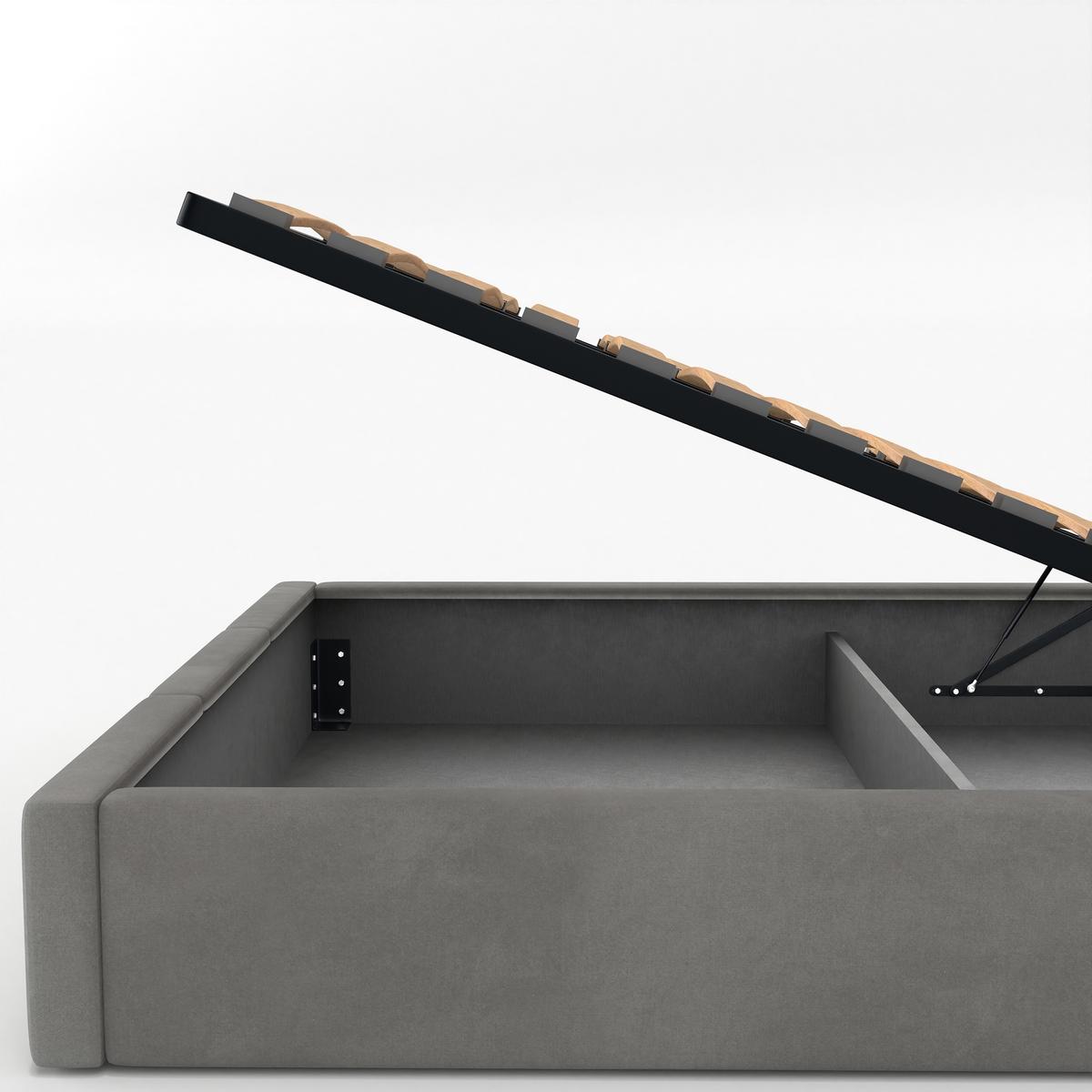 Łóżko Pojedyncze 90x200cm łóżko tapicerowane z pojemnikiem szare do sypialni wezgłowie 100 cm nr. 10