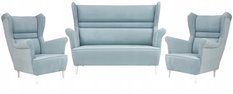 Zestaw wypoczynkowy ZOJA sofa + 2 fotele błękitne do salonu