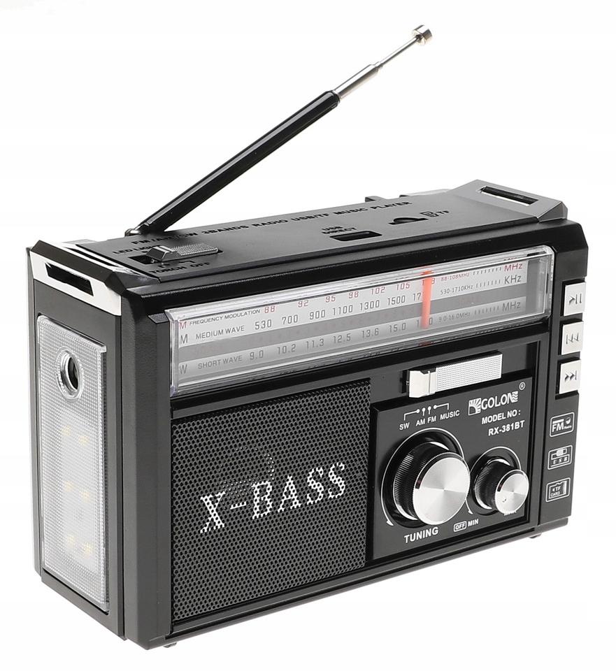 Radio przenośne 8x16,5x10 cm z funkcją bluetooth   USB z latarką  