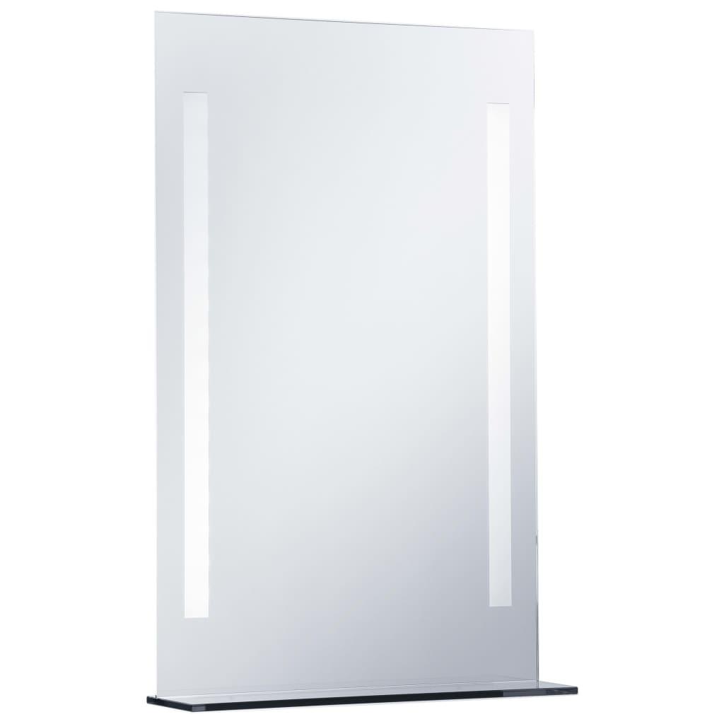  Lustro 60x80 cm do sypialni łazienki z LED z półką szkło aluminium srebrne nr. 1