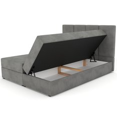 Łóżko kontynentalne 160x200x113 cm tapicerowane podwójne z materacem szare - Miniaturka zdjęcia nr 11