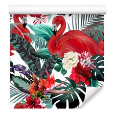 Tapeta ścienna do salonu kwiaty, rośliny, flamingi  - Miniaturka zdjęcia nr 3