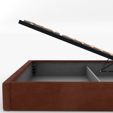 Łóżko Pojedyncze 90x200cm łóżko tapicerowane z pojemnikiem miodowe do sypialni wezgłowie 110 cm - Miniaturka zdjęcia nr 10