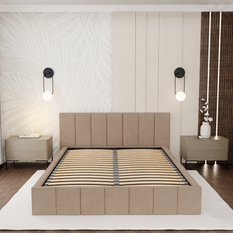 Łóżko tapicerowane 160x200 premium z pojemnikiem do sypialni beżowe wezgłowie 107 cm - Miniaturka zdjęcia nr 5