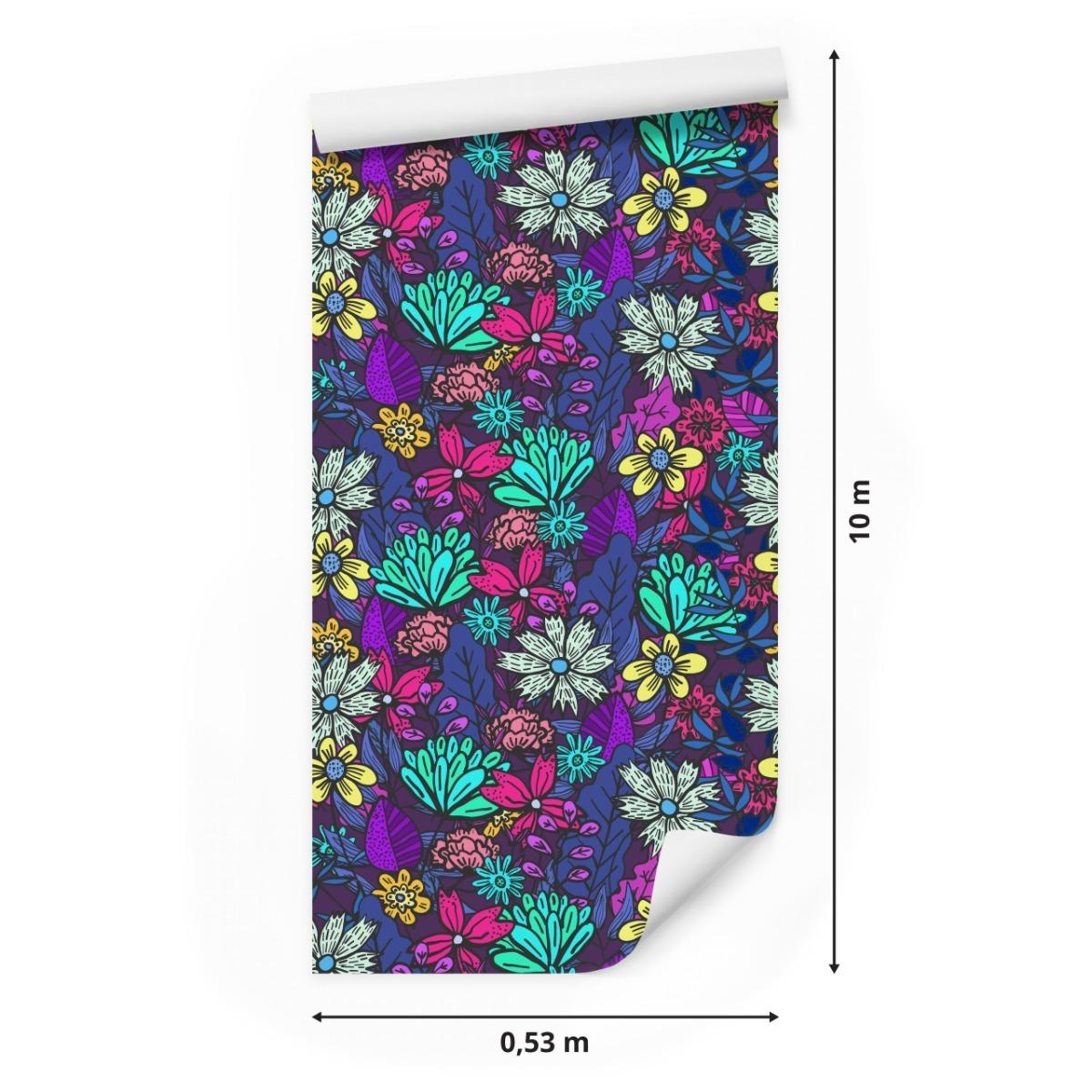 Tapeta Dla Dziewczynki Kolorowe KWIATKI Roślinki 53x1000  nr. 2