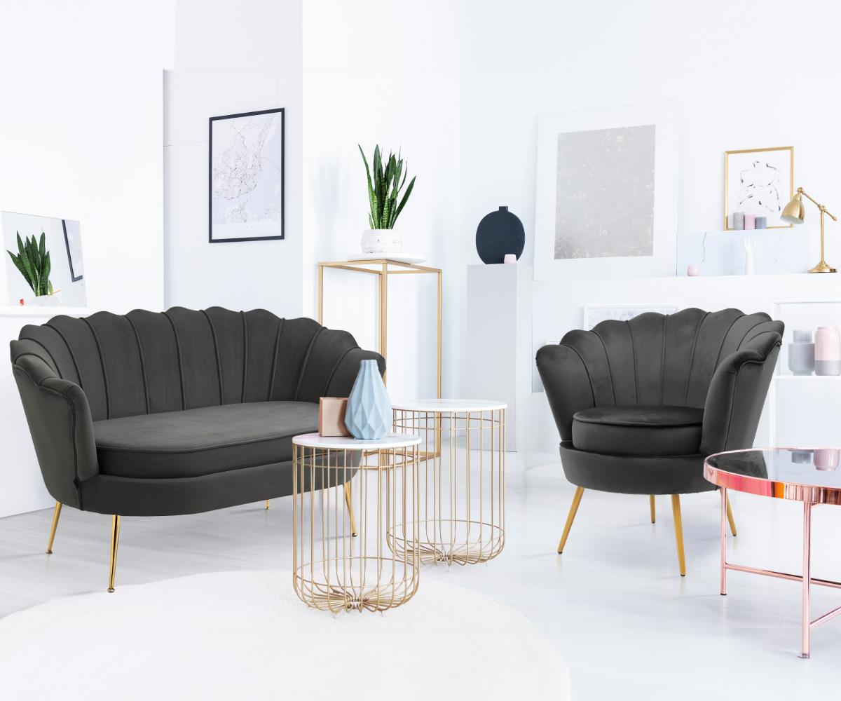 Sofa dwuosobowa 158x54x85cm muszla welurowa do salonu KRONOS szary nr. 3