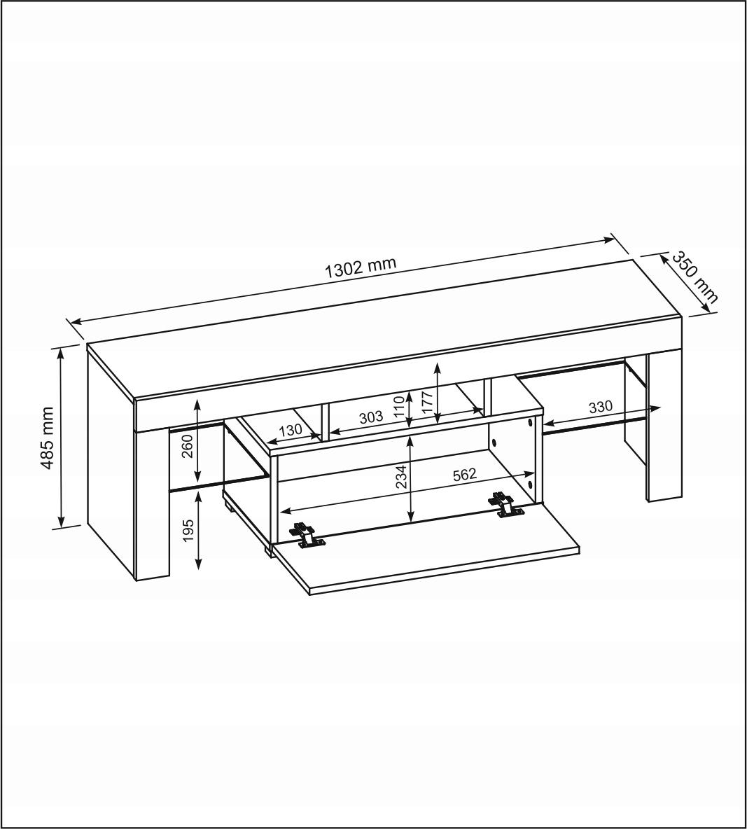 Zestaw mebli do salonu komoda 140x39x79 cm szafka RTV 130x35x48,5 cm podświetlenie LED biały połysk  nr. 5