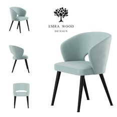 Krzesło DELUXE KR-8 50x60x85 cm welurowe do jadalni błękitny