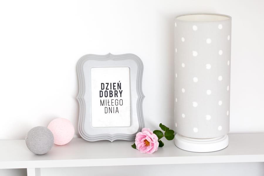 Lampka nocna Lovely Dots 13x32 cm abażur do pokoju dziecięcego szara drewno olejowane nr. 5