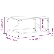 Stolik kawowy 75x50x35 cm przydymiony dąb elegancki do salonu - Miniaturka zdjęcia nr 9