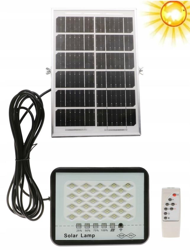 Halogen lampa solarna Led 80W pilot czujnik zmierzchu