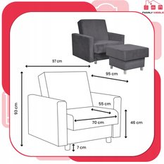 Fotel rozkładany z podnóżkiem Alicja Family Meble - Miniaturka zdjęcia nr 8