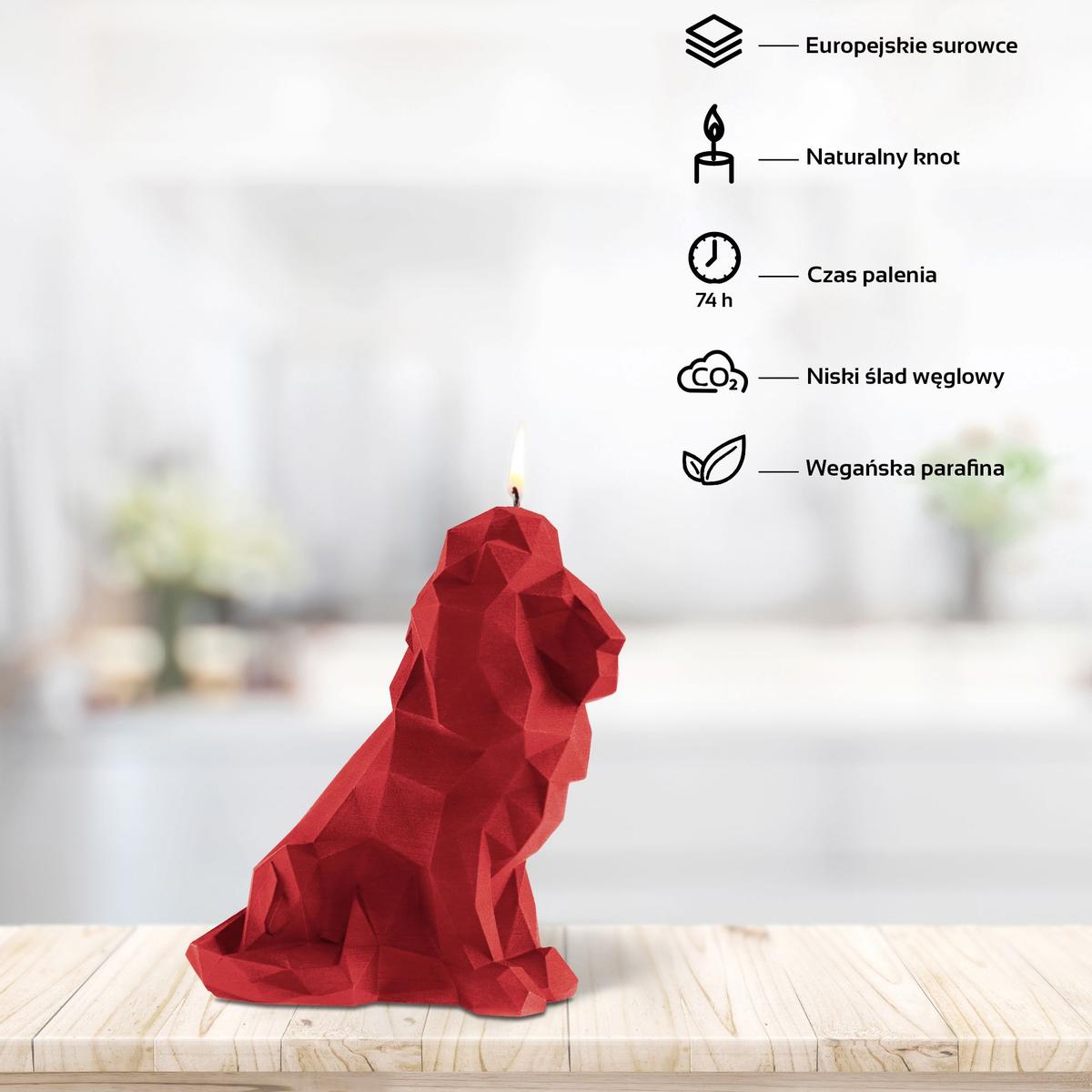 Świeca Lion Low-Poly Red nr. 2