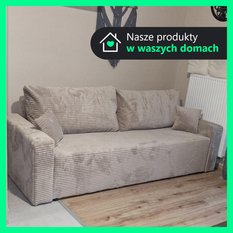 Kanapa SONNIE 225x90x90cm beżowa rozkładana z funkcją spania, wodoodporna tkanina, do salonu - Miniaturka zdjęcia nr 2