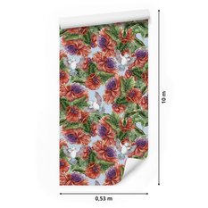 Tapeta Kwiaty MALOWANE Akwarelą Ptaki Natura Retro  - Miniaturka zdjęcia nr 2