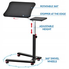 Tatkraft Joy stabilny stolik pod laptopa, 4 kółka - Miniaturka zdjęcia nr 2