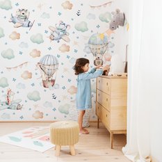 Naklejki Dla Dzieci Zwierzątka Misie Żyrafy 120x60 Balony Chmurki ZESTAW - Miniaturka zdjęcia nr 4