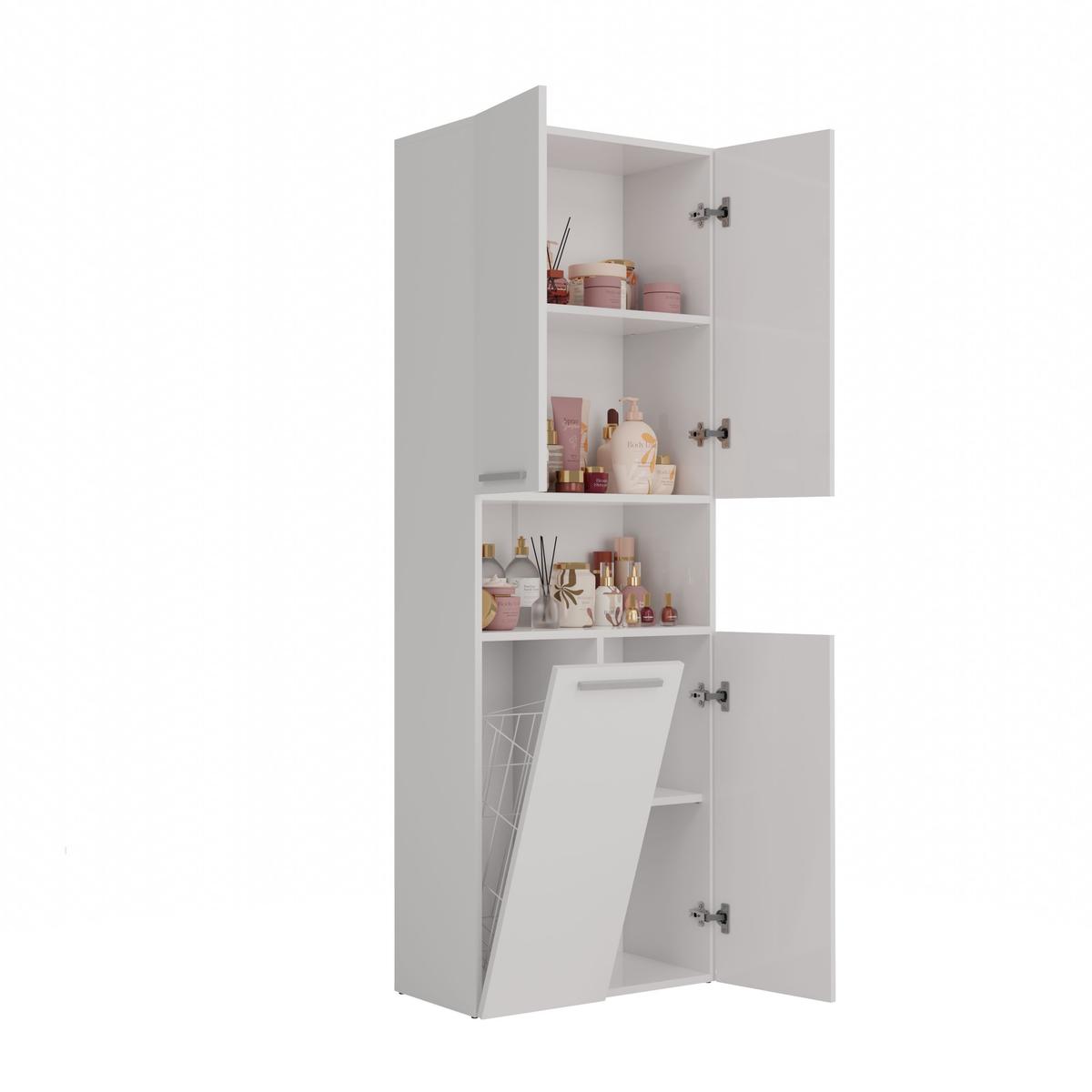 Słupek łazienkowy NEL DK 1K 171x60x30 cm szafka łazienkowa z koszem na pranie biały mat nr. 5