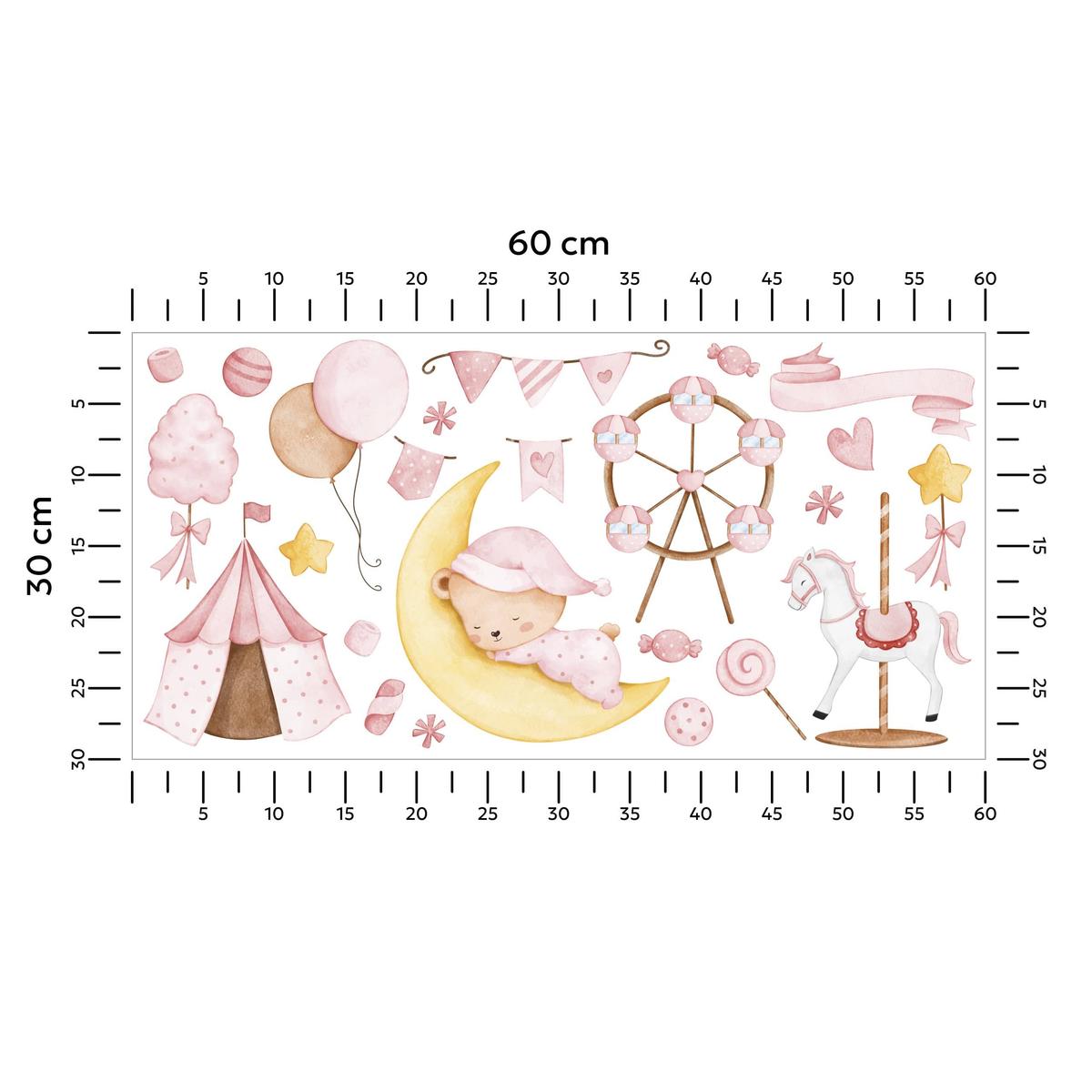 Naklejki Ścienne Dla Dzieci Misiu Słodycze 60x30 Balony ZESTAW nr. 2