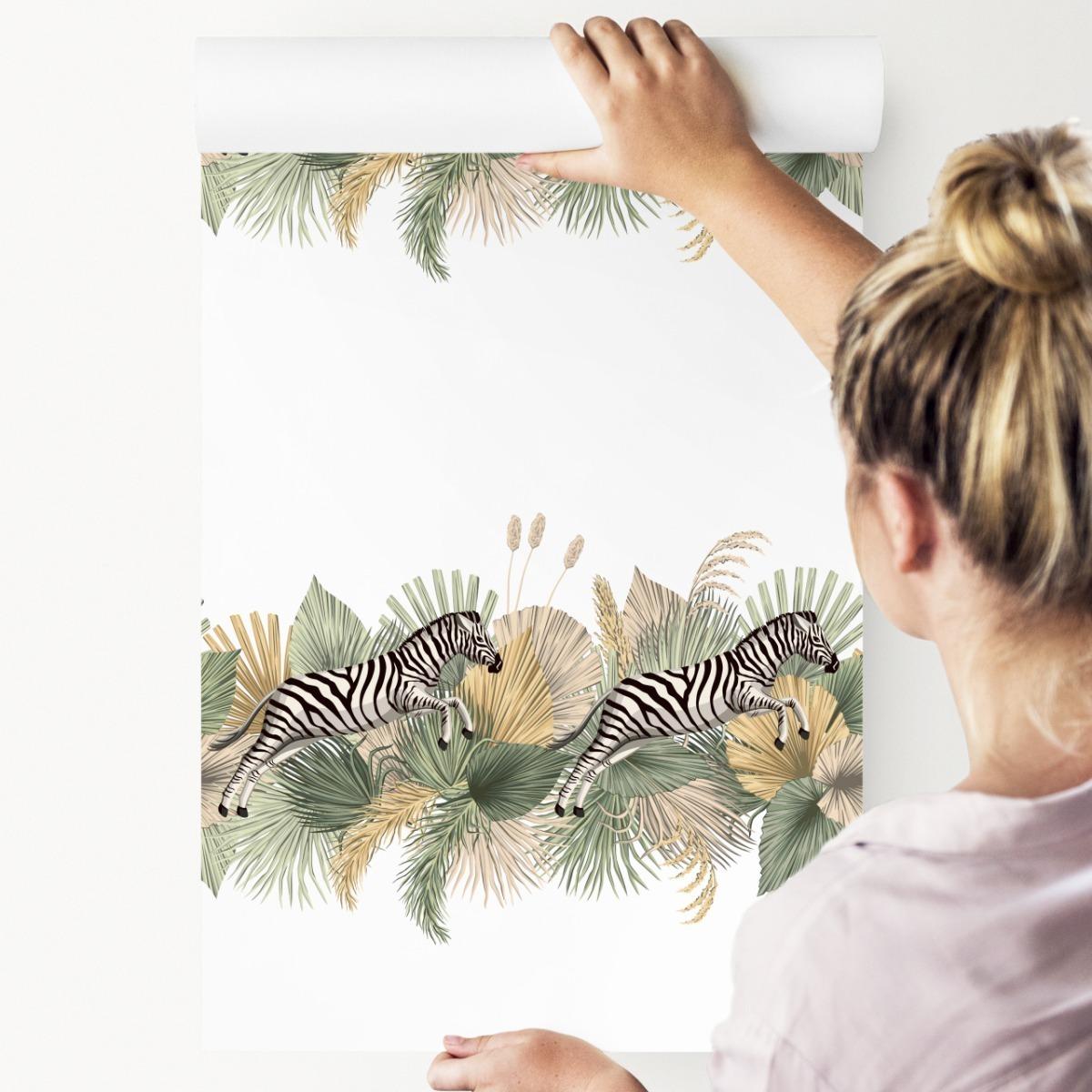 Tapeta w Rolce 10m ZEBRY Liście Tropikalne Natura  nr. 7