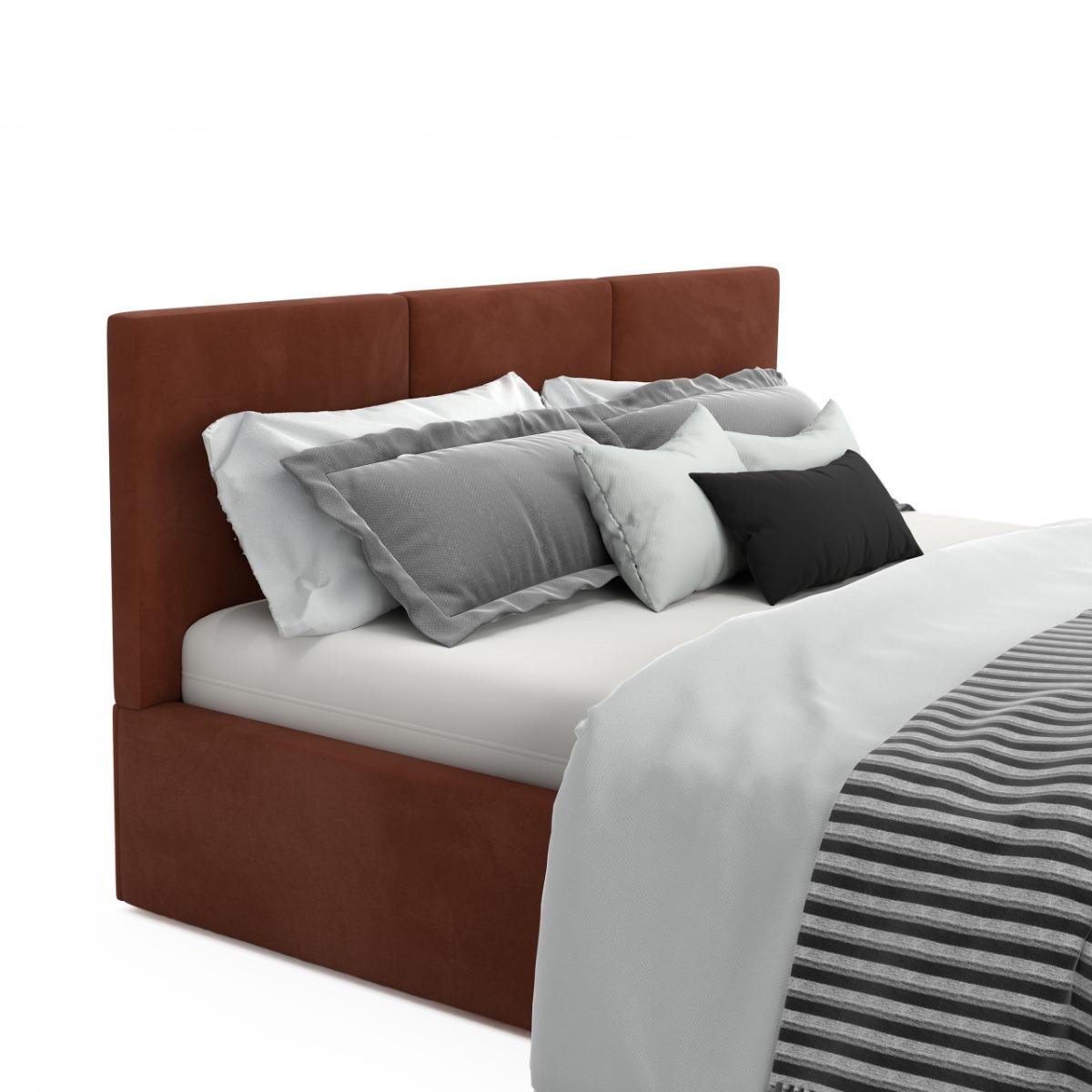 Łóżko tapicerowane 160x200x110 cm do sypialni podwójne z pojemnikiem schowek na pościel miodowy  nr. 12