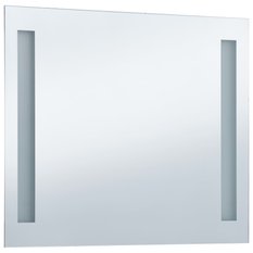 Lustro 60x50 cm do sypialni łazienki ścienne z LED aluminium szklane srebrny  - Miniaturka zdjęcia nr 1