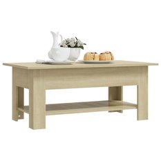 Stolik kawowy 102x55x42 cm z dolną półką dąb sonoma do salonu - Miniaturka zdjęcia nr 1