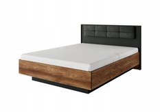 Łóżko 160x200 cm czarny tapicerowany zagłówek z pojemnikiem na pościel w zestawie do sypialni 