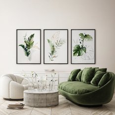 Zestaw 3X Plakat W Ramie Do Salonu Akwarele Tropikalne Liście Natura 60x80cm - Miniaturka zdjęcia nr 4