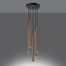 Lampa wisząca PASTELO 5P drewno 110x25x25cm nowoczesna G9 do salonu - Miniaturka zdjęcia nr 3