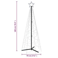 Choinka stożkowa 70x180 cm 200 niebieskich LED świąteczna do ogrodu - Miniaturka zdjęcia nr 10