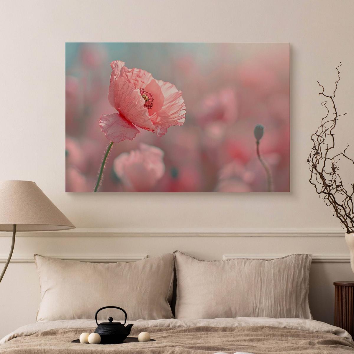 Obraz Na Płótnie Różowe Maki Na Łące Natura 40x30 Polna Przyroda nr. 5