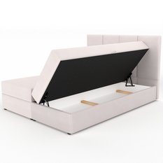 Łóżko kontynentalne 180x200x113 cm tapicerowane podwójne z materacem kremowe - Miniaturka zdjęcia nr 14