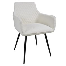 Fotel LIZBONA krzesło 57x84x59 cm do jadalni salonu sztruks biały nogi czarne