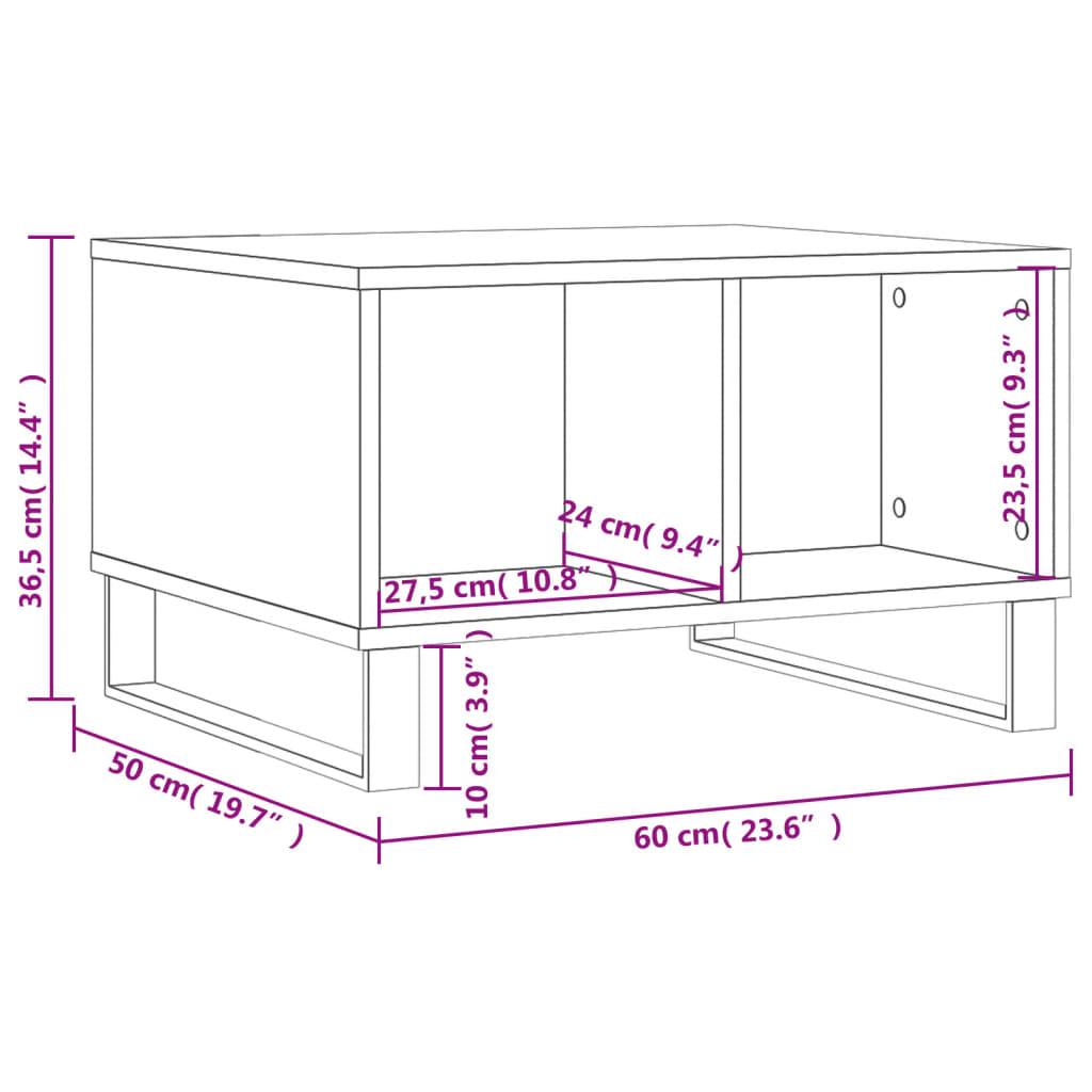 Stolik kawowy 60x50x36,5 cm z dwoma przestronnymi przegrodami dąb sonoma do salonu nr. 9