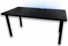 Biurko gamingowe 160x71x80 cm LOFT czarne LED RGB pilot przepust blat 3,6 cm - Miniaturka zdjęcia nr 2