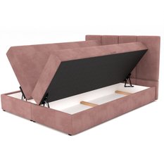 Łóżko kontynentalne 140x200x113 cm tapicerowane podwójne z materacem brudny róż - Miniaturka zdjęcia nr 12