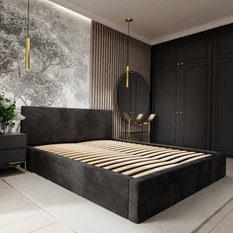 Łóżko tapicerowane do sypialni basic 120x200x88 cm podwójne z pojemnikiem czarne  - Miniaturka zdjęcia nr 2