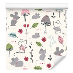 Tapeta Do Pokoju Dziecka MYSZKI Liście Kwiatki 53x1000  - Miniaturka zdjęcia nr 6