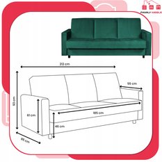 Wersalka ALICJA 212x100 cm butelkowa zieleń rozkładana kanapa z pojemnikiem tapczan do salonu MONOLIHT - Miniaturka zdjęcia nr 9
