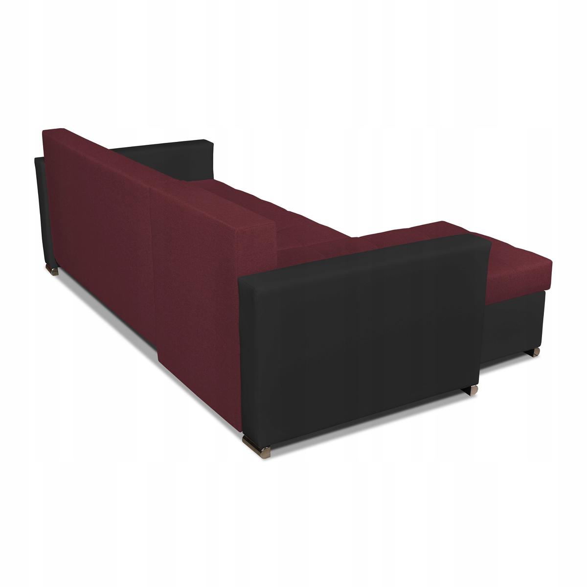 Narożnik FIGO 226x74x140 cm rozkładany z funkcją spania rogówka do salonu czarny bordo nr. 9