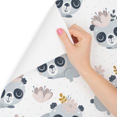 Tapeta misie panda kwiaty rośliny pokój dziecięcy  - Miniaturka zdjęcia nr 1